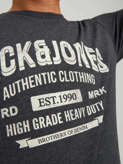 Футболка JJEJEANS TEE SS O-NECK NOOS 22/23 12210949-Dark Grey Melange-Detail:MELANGE Jack&Jones M Те 12210949-Dark Grey Melang фото 4 — інтернет-магазин Tapok