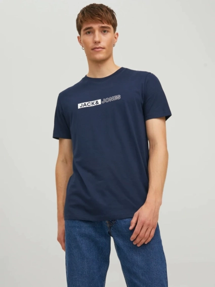 Футболка JJNEO TEE SS CREW NECK 12221946-Navy Blazer Jack&Jones L Темно-синій 12221946-Navy Blazer-Prin фото 1 — інтернет-магазин Tapok