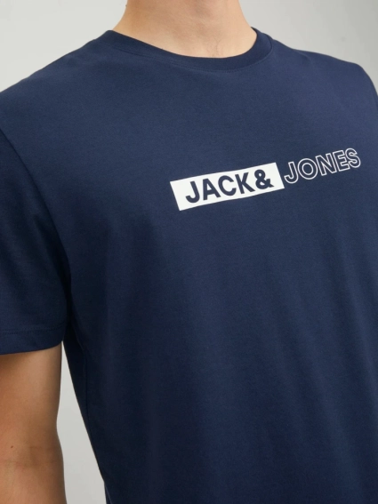 Футболка JJNEO TEE SS CREW NECK 12221946-Navy Blazer Jack&Jones L Темно-синій 12221946-Navy Blazer-Prin фото 3 — інтернет-магазин Tapok