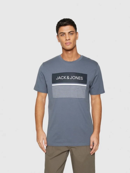 Футболка JJTRAVIS TEE SS CREW NECK 12221009-Flint Stone Jack&amp;Jones L Синий 12221009-Flint Stone фото 2 — интернет-магазин Tapok