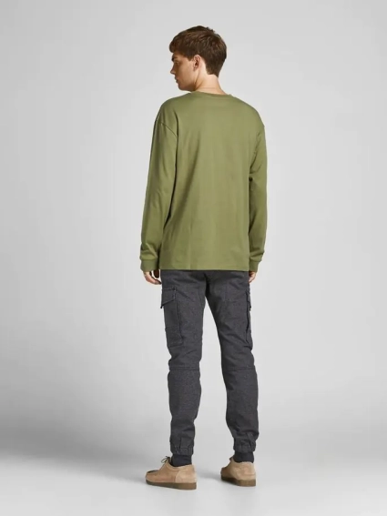 Футболка JORWORLDS TEE LS CREW NECK 12196539-Martini Olive-Fit:RELAXED Jack&Jones L Зелений 12196539-Martini Olive-Fi фото 2 — інтернет-магазин Tapok