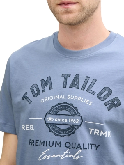 Футболка LOGO TEE MEN&#39;S T-SHIRT 1037735-37533 Tom Tailor L Голубой 1037735-37533 фото 3 — интернет-магазин Tapok