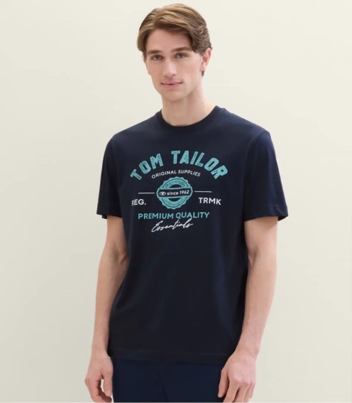 Футболка LOGO TEE MEN'S T-SHIRT 1037735ХХ10302 Tom Tailor L Темно-синій 1037735ХХ10302 фото 1 — інтернет-магазин Tapok