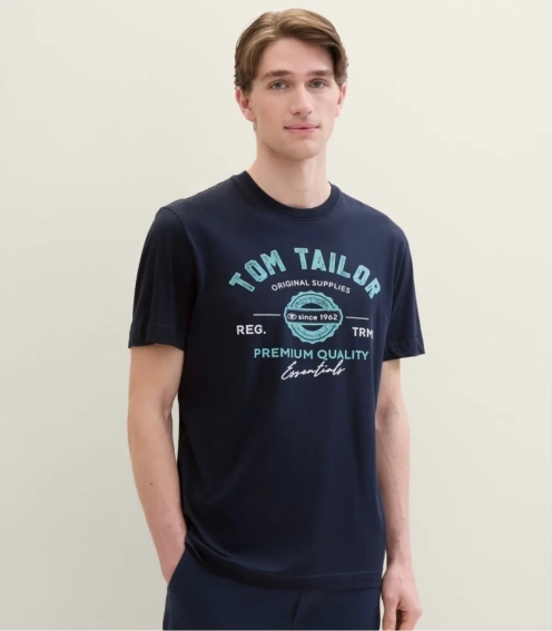 Футболка LOGO TEE MEN'S T-SHIRT 1037735ХХ10302 Tom Tailor L Темно-синій 1037735ХХ10302 фото 2 — інтернет-магазин Tapok