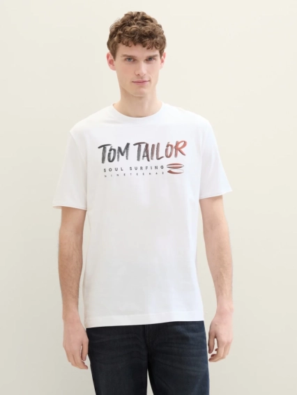 Футболка LOGO TEXT TEE 1041798ХХ20000 Tom Tailor L Білий 1041798ХХ20000 фото 1 — інтернет-магазин Tapok