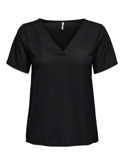 Футболка ONLAVA S/S V-NECK MIX WOVEN TOP JRS 15224916 Black ONLY S Чорний 15224916Black фото 1 — інтернет-магазин Tapok