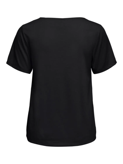 Футболка ONLAVA S/S V-NECK MIX WOVEN TOP JRS 15224916 Black ONLY S Чорний 15224916Black фото 2 — інтернет-магазин Tapok