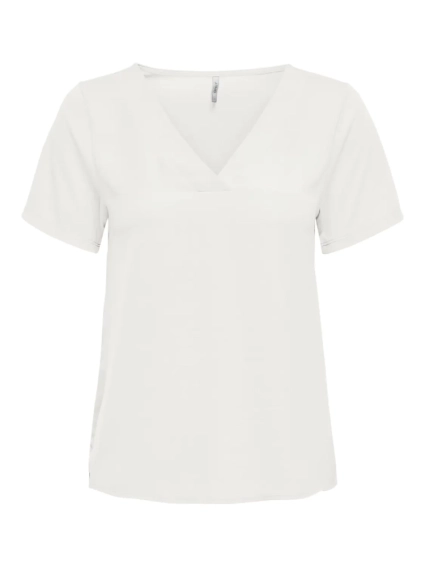 Футболка ONLAVA S/S V-NECK MIX WOVEN TOP JRS 15224916 Cloud Dancer ONLY S Білий 15224916CloudDancer фото 1 — інтернет-магазин Tapok