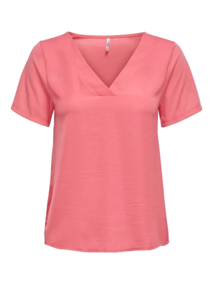 Футболка ONLAVA S/S V-NECK MIX WOVEN TOP JRS 15224916 Tea Rose ONLY S Розовий 15224916TeaRose фото 1 — інтернет-магазин Tapok