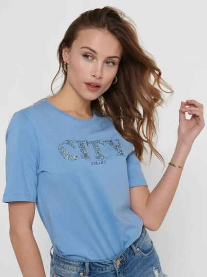 Футболка ONLBINA LIFE BOXY S/S BOX TOP JRS 15226031 Allure ONLY S Голубой 15226031Allure фото 4 — интернет-магазин Tapok