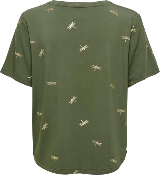 Футболка ONLFLORA S/S FOIL TOP JRS 15273576-Olive Night-Detail:Gun metal foil ONLY L Хаки 15273576-Olive Night-Deta фото 2 — интернет-магазин Tapok