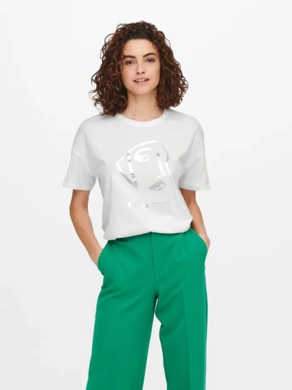 Футболка ONLISLA LIFE OVERSIZE S/S FOIL TOP JRS 15245485-Bright White-Print:IMPACT ONLY XS Белый 15245485-Bright White-Pri фото 1 — интернет-магазин Tapok
