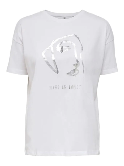 Футболка ONLISLA LIFE OVERSIZE S/S FOIL TOP JRS 15245485-Bright White-Print:IMPACT ONLY XS Белый 15245485-Bright White-Pri фото 4 — интернет-магазин Tapok