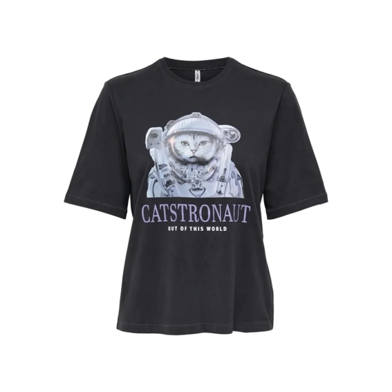 Футболка ONLKEIRA BOXY S/S CAT TOP BOX JRS 15254379-Moonless Night-Prent:CATSTRONAUT ONLY M Черный 15254379-Moonless Night-P фото 4 — интернет-магазин Tapok