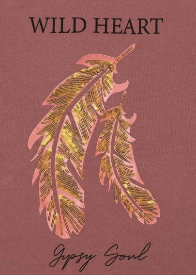 Футболка ONLKITA LIFE FEATHER S/S T-SHIRT CS JRS 15248950-Rose Brown ONLY L Розовий 15248950-Rose Brown-Print фото 3 — інтернет-магазин Tapok