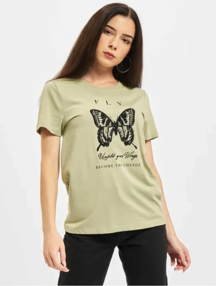 Футболка ONLKITA LIFE REG S/S BUTTERFLY BOX JRS 15235745-Tea-Print: FLY ONLY M Хаки 15235745-Tea-Print:FLY фото 1 — интернет-магазин Tapok