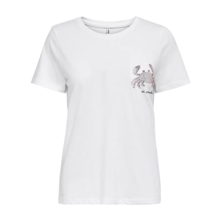 Футболка ONLKITA LIFE REG S/S TOP BOX JRS 15231603 Bright White-CRAB ONLY M Белый 15231603BrightWhite-CRAB