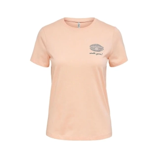 Футболка ONLKITA LIFE REG S/S TOP BOX JRS 15231603 Peach Melba-SHELL ONLY L Персиковый 15231603PeachMelba-SHELL