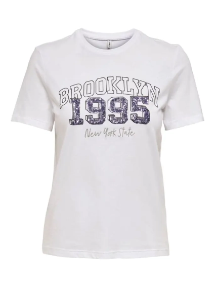Футболка ONLKITA REG S/S COLLEGE TOP BOX JRS 15249486-Bright White-Print:BROOKLYN ONLY S Белый 15249486-Bright White-Pri фото 1 — интернет-магазин Tapok