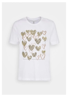 Футболка ONLKITA REG S/S LEAF/MOON TOP BOX JRS 15246473-Bright White-Print: GOLD HEARTS SQUARE ONLY L 15246473-Bright White-Pri
