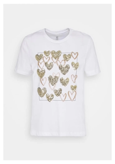 Футболка ONLKITA REG S/S LEAF/MOON TOP BOX JRS 15246473-Bright White-Print: GOLD HEARTS SQUARE ONLY L 15246473-Bright White-Pri фото 1 — интернет-магазин Tapok