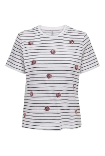 Футболка ONLKITA REG S/S LEFLEUR TOP BOX JRS 15254498-Bright White-Stripes:BLACK + PRINT FLOWER ONLY 15254498-Bright White-Str