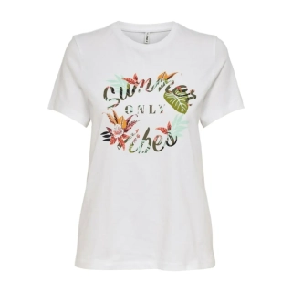 Футболка ONLLOTUS S/S TOP CS JRS 15205678-Bright White-Print:SUMMER VIBES ONLY L Белый 15205678-Bright White-Pri