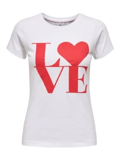 Футболка ONLLOVE LIFE FIT S/S TOP BOX JRS 15226018 White HEART ONLY M Белый 15226018WhiteHEART