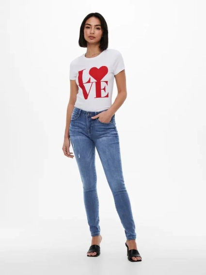 Футболка ONLLOVE LIFE FIT S/S TOP BOX JRS 15226018 White HEART ONLY M Білий 15226018WhiteHEART фото 3 — інтернет-магазин Tapok