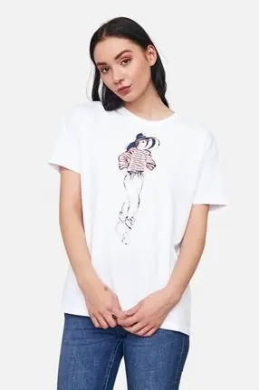 Футболка ONLMARY S/S OVERSIZE TOP JRS 15254406-Bright White-Print:HAT ONLY S Белый 15254406-Bright White-Pri фото 3 — интернет-магазин Tapok