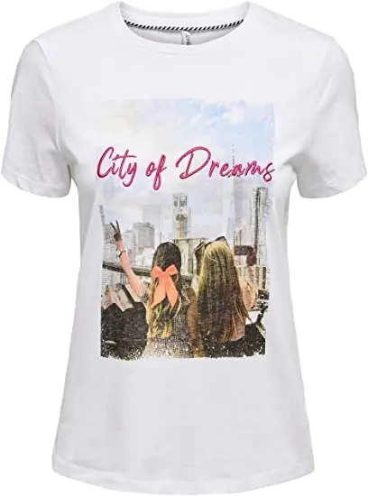 Футболка ONLNEW INDRE S/S T-SHIRT CS NN 15206581-White-Print:CITY OF DREAMS ONLY L Білий 15206581-White-Print:CITY фото 1 — інтернет-магазин Tapok