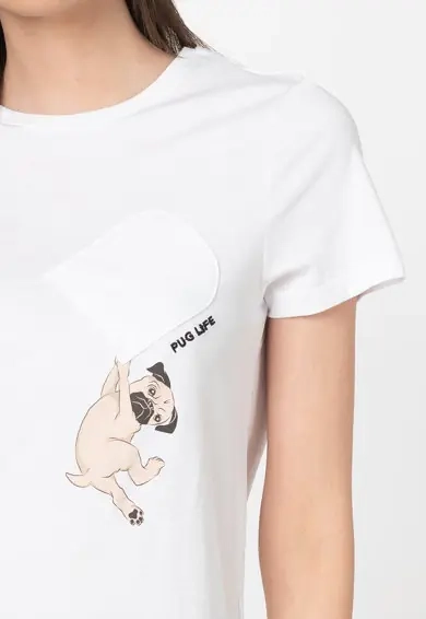 Футболка ONLPOLLY LIFE REG S/S DOG BOX TOP JRS 15215652 Bright White ONLY S Белый 15215652BrightWhite фото 3 — интернет-магазин Tapok