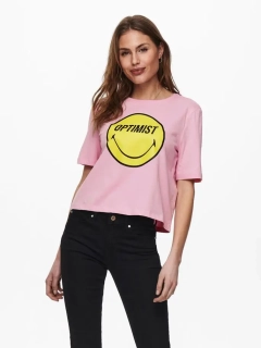 Футболка ONLSMILEY LIFE S/S TOP BOX JRS 15232818 Lilac Sachet OPTIMIST ONLY L Розовый 15232818LilacSachetOPTIMI