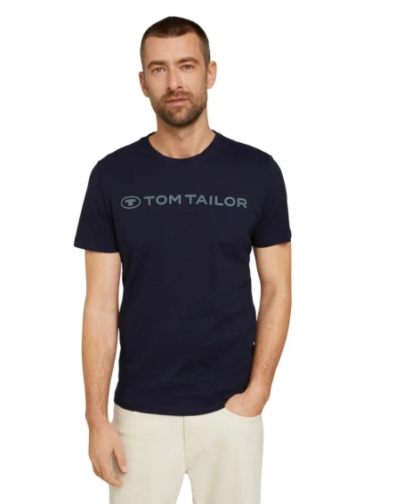Футболка printed crewneck logo t-shirt 1030527XX1010668 Tom Tailor L Темно-синий 1030527XX1010668 фото 1 — интернет-магазин Tapok
