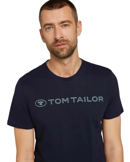 Футболка printed crewneck logo t-shirt 1030527XX1010668 Tom Tailor L Темно-синий 1030527XX1010668 фото 3 — интернет-магазин Tapok