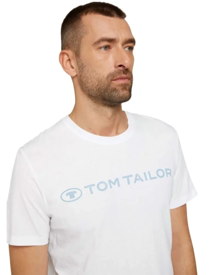Футболка printed crewneck logo t-shirt 1030527XX1020000 Tom Tailor L Білий 1030527XX1020000 фото 3 — інтернет-магазин Tapok