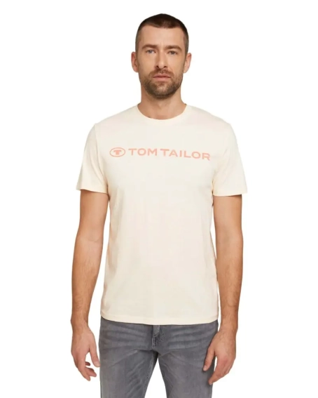 Футболка printed crewneck logo t-shirt 1030527XX1028130 Tom Tailor L Бежевий 1030527XX1028130 фото 1 — інтернет-магазин Tapok