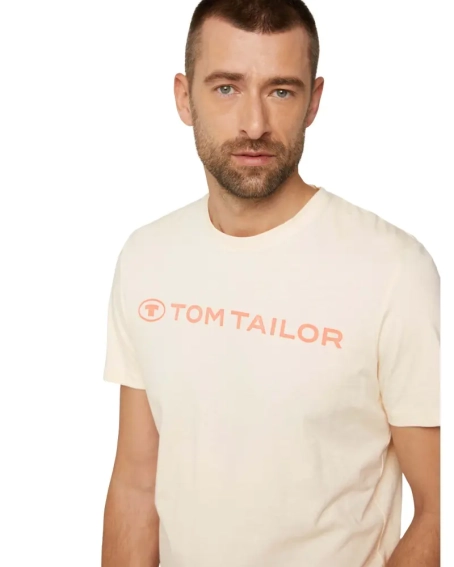 Футболка printed crewneck logo t-shirt 1030527XX1028130 Tom Tailor L Бежевий 1030527XX1028130 фото 3 — інтернет-магазин Tapok