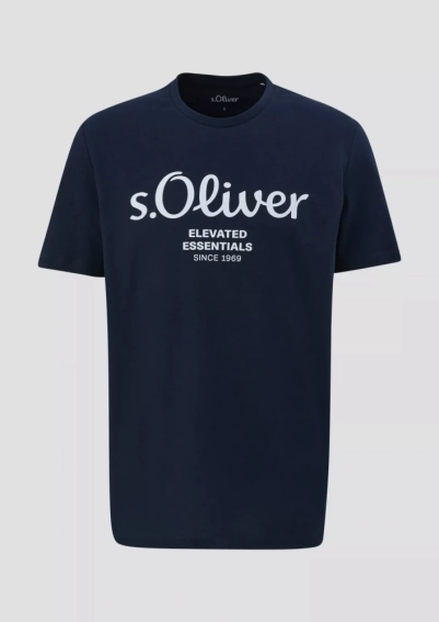 Футболка T-shirt à logo imprimé 2139909.59D1 s.Oliver L Темно-синій 2139909.59D1 фото 5 — інтернет-магазин Tapok