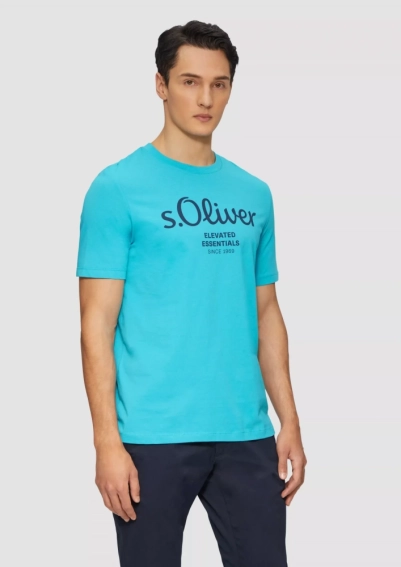 Футболка T-shirt à logo imprimé 2139909.62D1 s.Oliver L Блакитний 2139909.62D1 фото 1 — інтернет-магазин Tapok