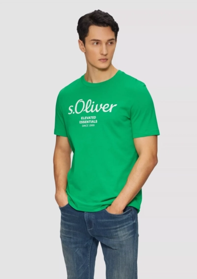 Футболка T-shirt à logo imprimé 2139909.75D1 s.Oliver L Зелений 2139909.75D1 фото 1 — інтернет-магазин Tapok