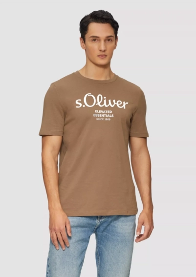 Футболка T-shirt à logo imprimé 2139909.84D1 s.Oliver L Коричневый 2139909.84D1 фото 1 — интернет-магазин Tapok