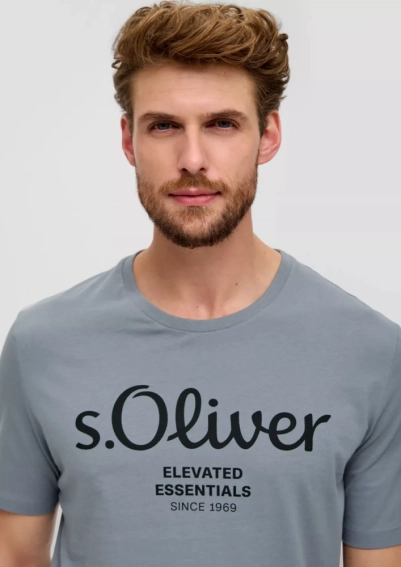 Футболка T-shirt à logo imprimé 2139909.95D1 s.Oliver L Сірий 2139909.95D1 фото 3 — інтернет-магазин Tapok