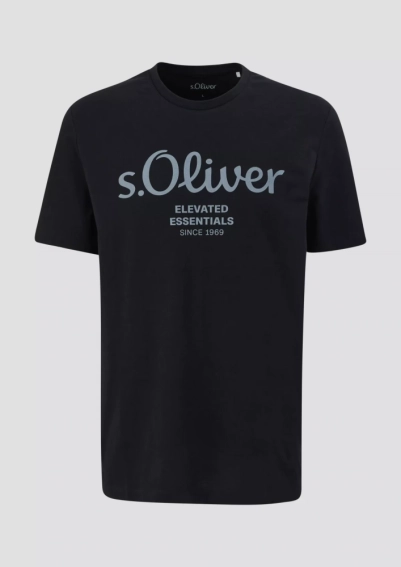 Футболка T-shirt à logo imprimé 2139909.99D1 s.Oliver L Чорний 2139909.99D1 фото 5 — інтернет-магазин Tapok