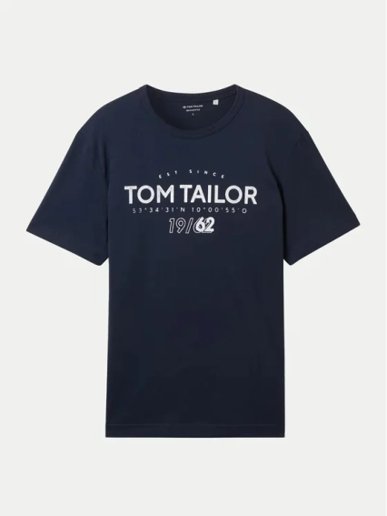 Футболка T-Shirt mit Logo Print 1041871ХХ10302 Tom Tailor L Темно-синий 1041871ХХ10302 фото 4 — интернет-магазин Tapok