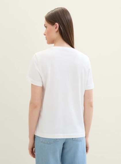 Футболка T-Shirt mit Print 1040544ХХ10320 Tom Tailor L Белый 1040544ХХ10320 фото 2 — интернет-магазин Tapok