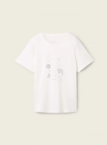 Футболка T-Shirt mit Print 1040544ХХ10320 Tom Tailor L Белый 1040544ХХ10320 фото 4 — интернет-магазин Tapok