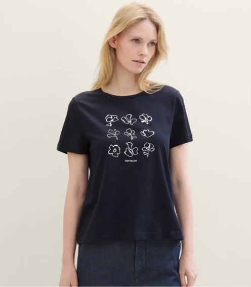 Футболка T-Shirt mit Print 1040544ХХ10668 Tom Tailor L Темно-синий 1040544ХХ10668 фото 2 — интернет-магазин Tapok