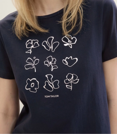 Футболка T-Shirt mit Print 1040544ХХ10668 Tom Tailor L Темно-синий 1040544ХХ10668 фото 3 — интернет-магазин Tapok