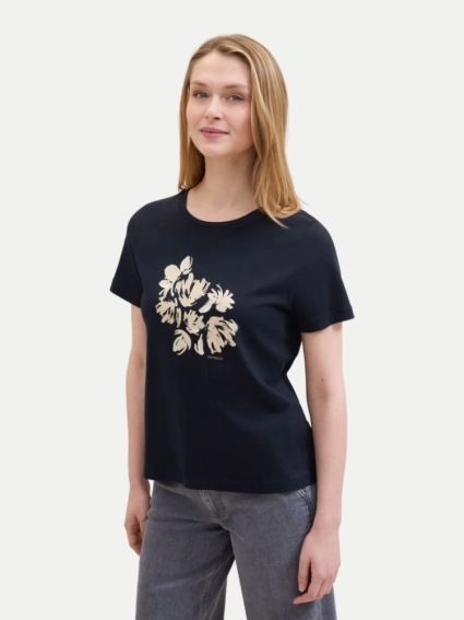 Футболка T-Shirt mit Print 1040544ХХ10932 Tom Tailor L Темно-синий 1040544ХХ10932 фото 1 — интернет-магазин Tapok